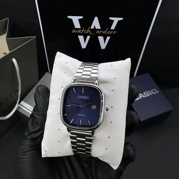 🕰️ Casio Classic Elegance – Midnight Blue Dial | Stainless Steel Edition